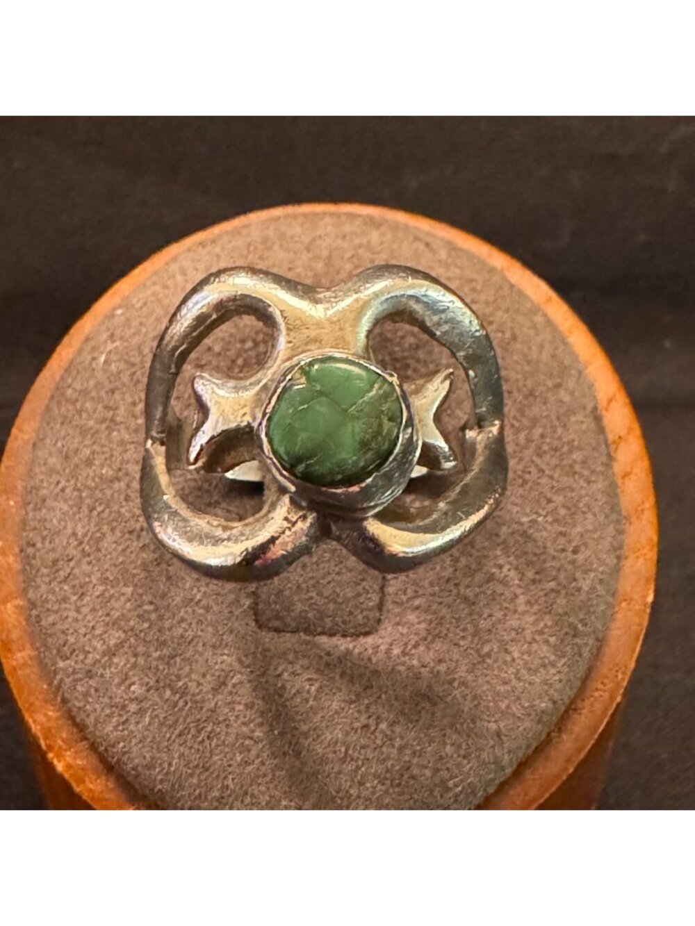 Sterling Silver 925 Turquoise Bezel Set Openwork Statement Ring Size 7.5